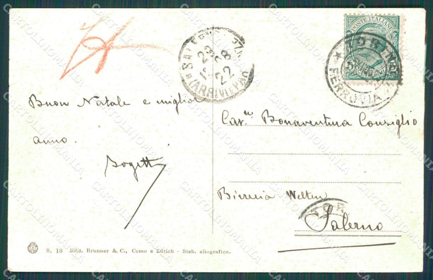 Torino Città Castello Valentino ABRASA PIEGA cartolina XB4852 – retro