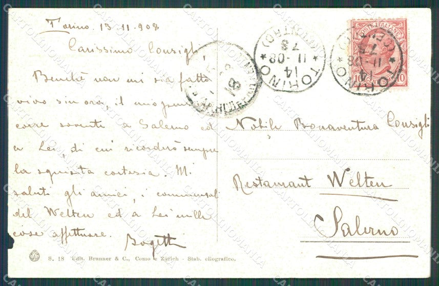 Torino Città Castello Valentino ABRASA cartolina XB4853 – retro