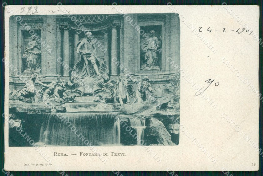 Roma Città Fontana Trevi PIEGHINA cartolina XB5050 – fronte