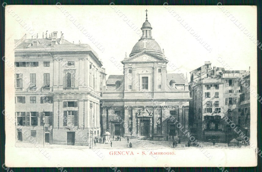 Genova Città Sant'Ambrogio PIEGATA cartolina XB5088 – fronte