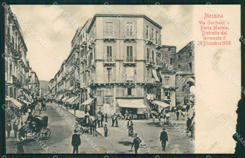 Messina Città Carrozze ABRASA cartolina XB5167 – fronte