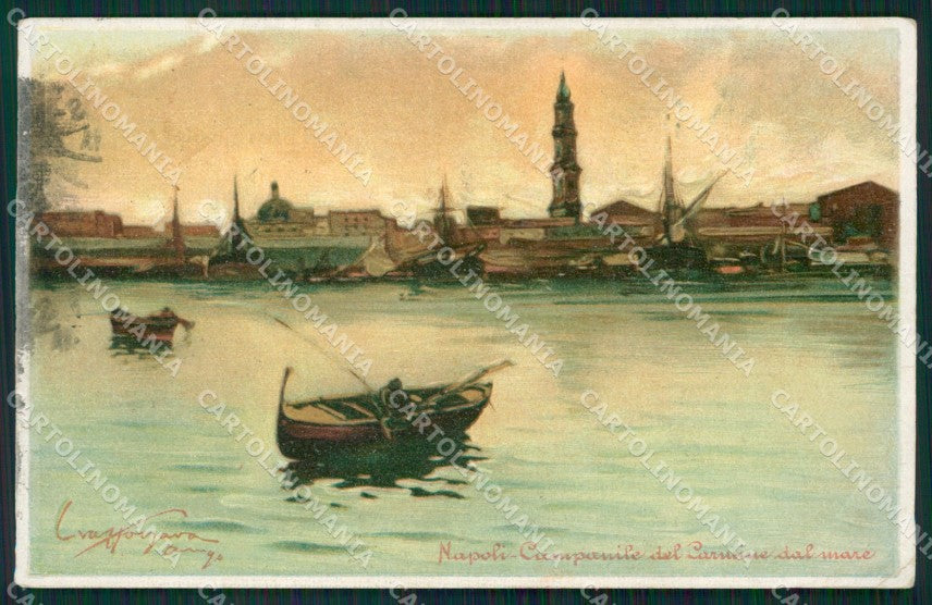 Napoli Città Barca PIEGHINA ABRASA cartolina XB5234 – fronte