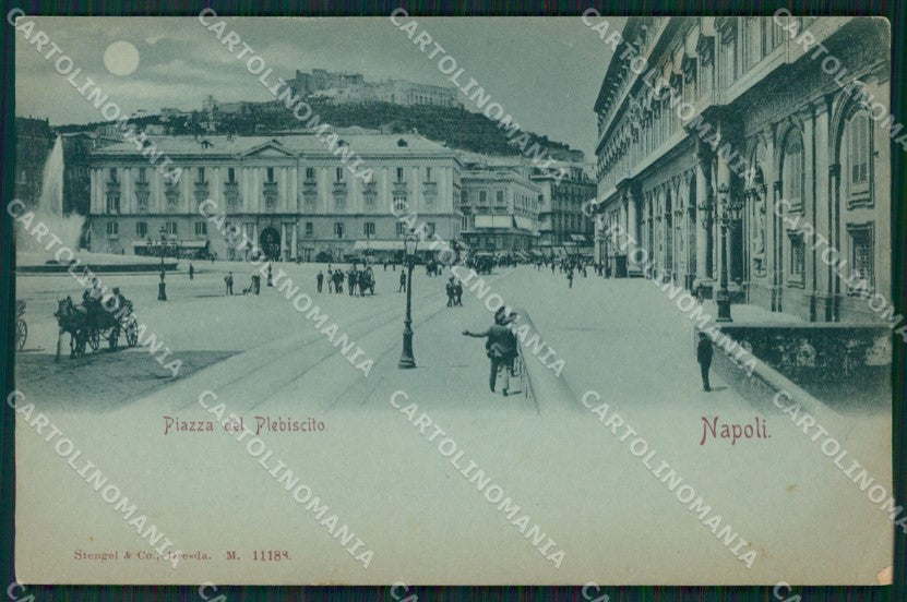 Napoli Città Piazza Plebiscito Chiaro di Luna cartolina XB5251 – fronte