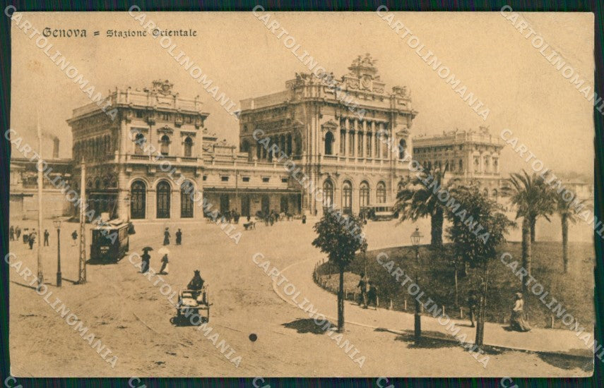 Genova Città Stazione Tram PIEGHE cartolina XB5270 – fronte