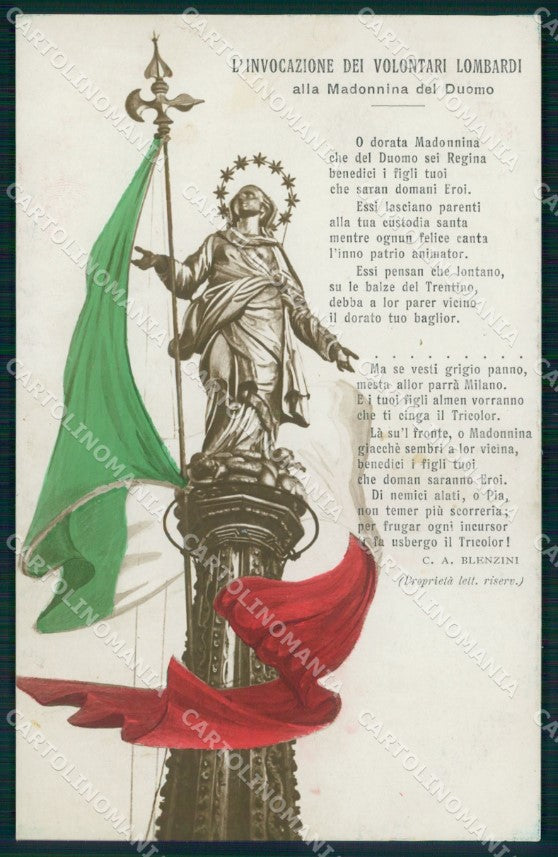 WW1 WWI Propaganda Volontari Lombardi Milano Blenzini Foto cartolina XB5615 – fronte