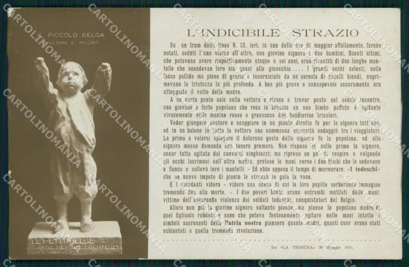 WW1 WWI Propaganda Il Piccolo Belga Le Petit Belge Pellini Foto cartolina XB5616 – fronte
