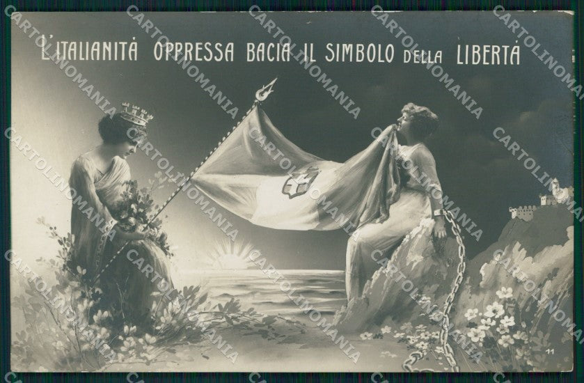 WW1 WWI Propaganda Tricolore Italianità Oppressa Foto cartolina XB5628 – fronte