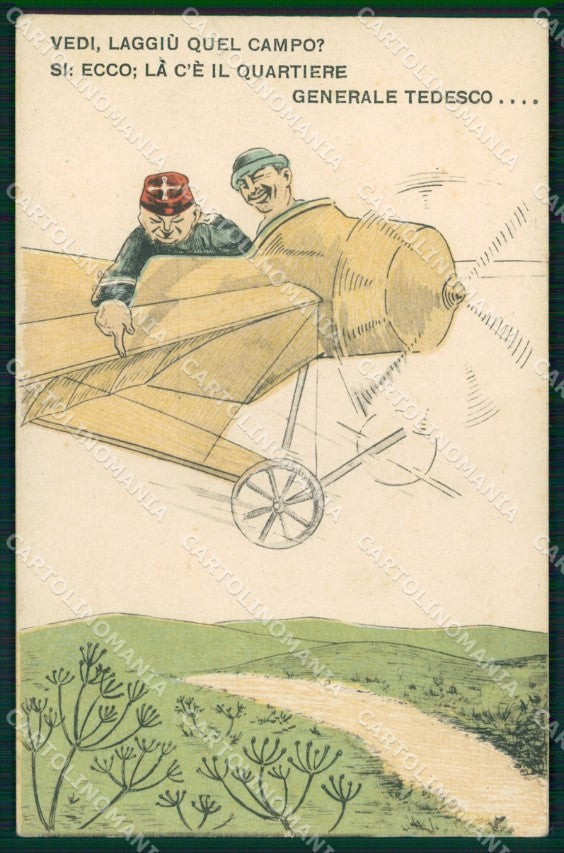 WW1 WWI Propaganda Italiana Anti German Aviazione cartolina XB5651 – fronte