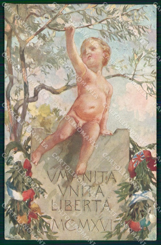 WW1 WWI Propaganda Alleati Pace Bandiere Mentessi cartolina XB5667 – fronte