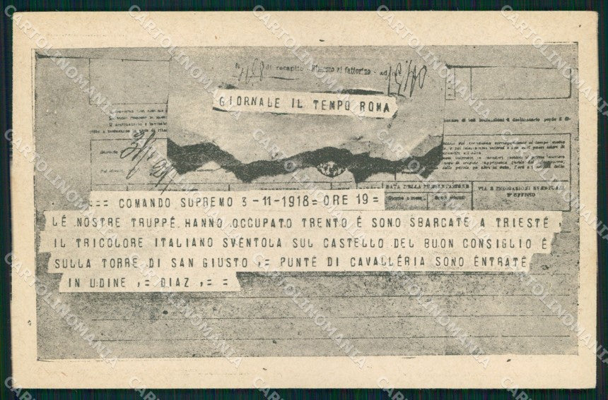 WW1 WWI Propaganda Trieste S. Giusto Cavalleria Diaz Telegramma cartolina XB5703 – fronte