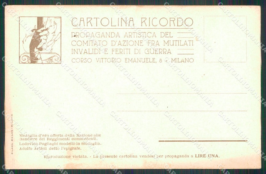 WW1 WWI Propaganda Feriti di Guerra Pogliaghi Artioli Medaglia cartolina XB5708 – retro