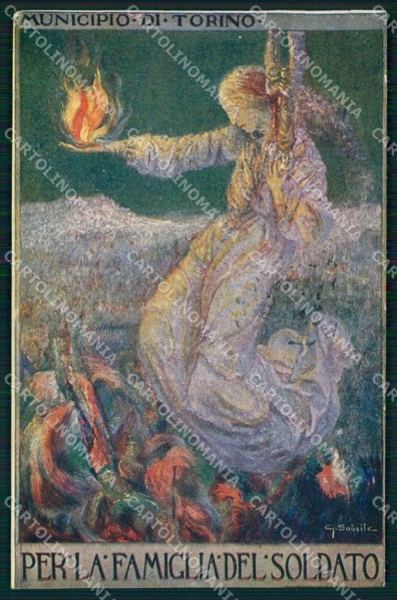 WW1 WWI Propaganda Assistenza Famiglia Soldato Torino Sobrile cartolina XB5739 – fronte