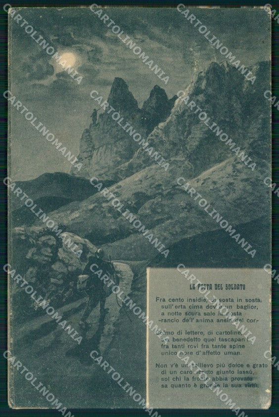 WW1 WWI Propaganda Italiana La Posta del Soldato PIEGHINE cartolina XB5764 – fronte