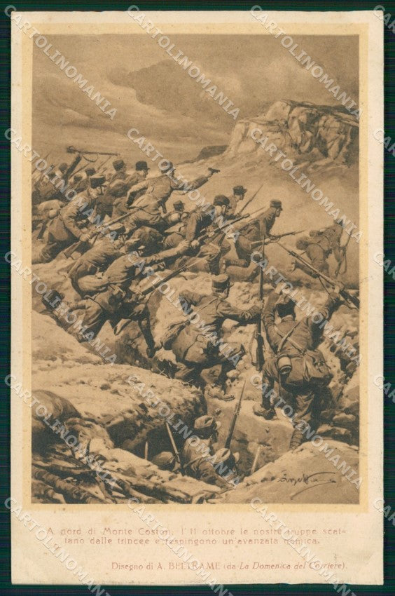 WW1 WWI Propaganda Monte Coston Trincea Beltrame cartolina XB5770 – fronte