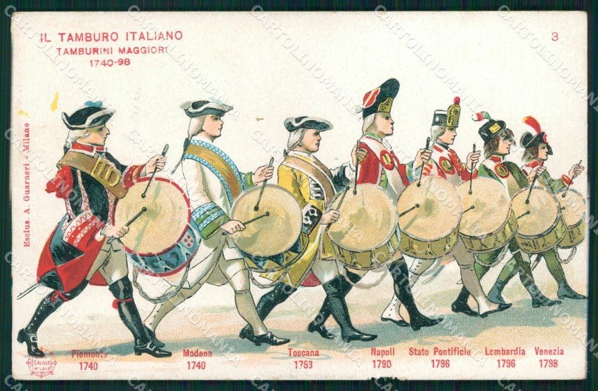 Militari Esercito Tamburini Maggiori Uniformi Cenni ABRASA cartolina XB5773 – fronte