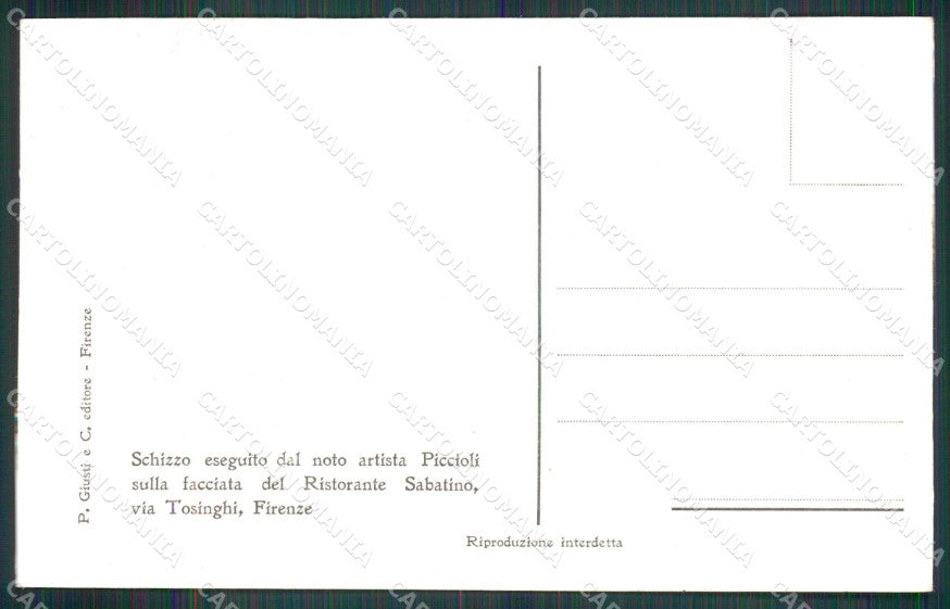 WW1 Propaganda Italiana Firenze Ristorante Sabatino Piccioli cartolina XB5779 – retro