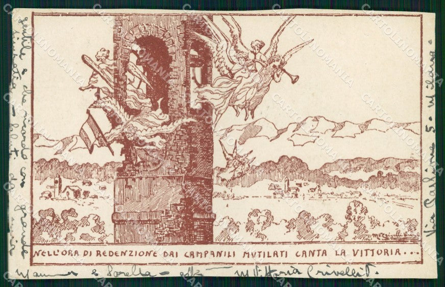 WW1 WWI Propaganda Redenzione Maria Vittoria Crivelli autografo cartolina XB5780 – fronte