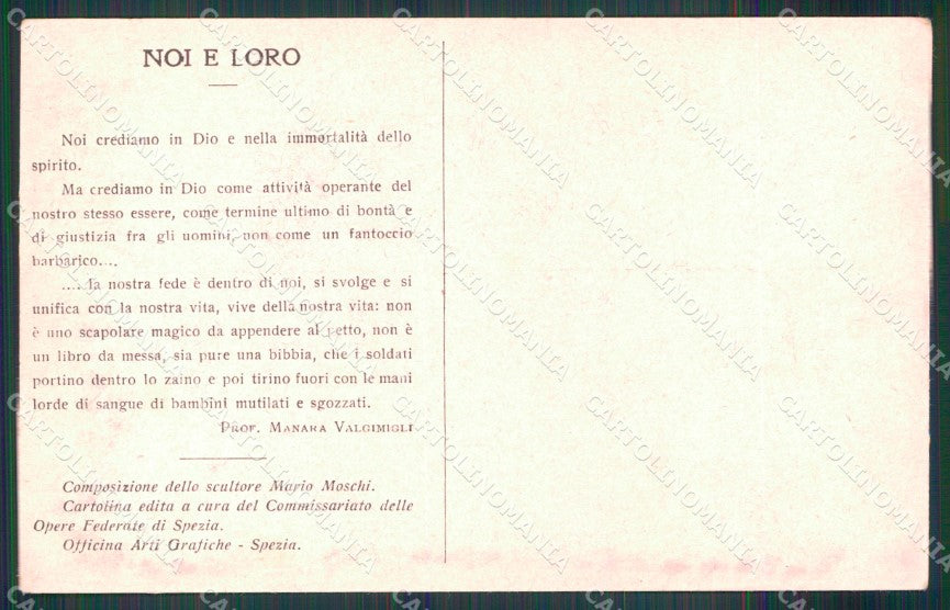 WW1 WWI Propaganda Opere Federate La Spezia Valgimigli cartolina XB5782 – retro