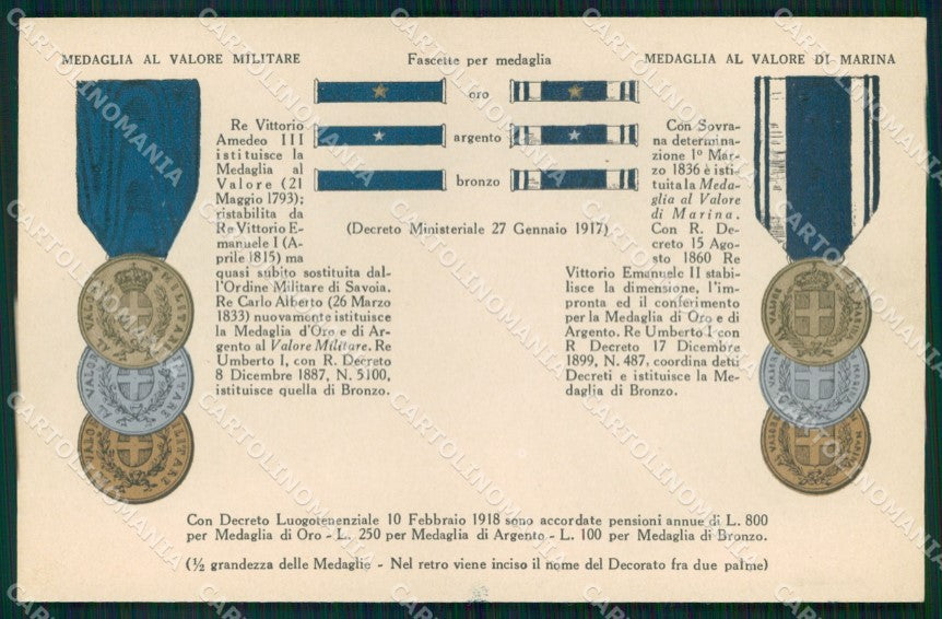 WW1 Propaganda Pro Mutilati Fermo Decorazioni Medaglie Marina cartolina XB5794 – fronte