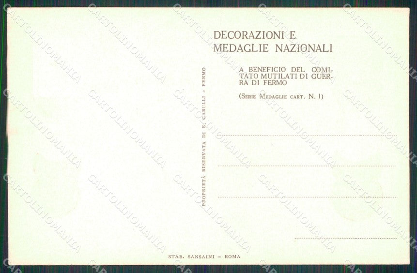 WW1 Propaganda Pro Mutilati Fermo Decorazioni Medaglie Marina cartolina XB5794 – retro