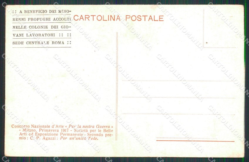 WW1 Propaganda Colonie Giovani Lavoratori Roma Agazzi PIEGHE cartolina XB5796 – retro