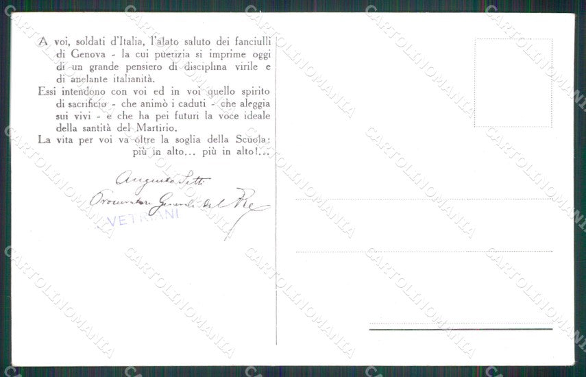 WW1 WWI Propaganda Pro Patria Genova cartolina XB5798 – retro
