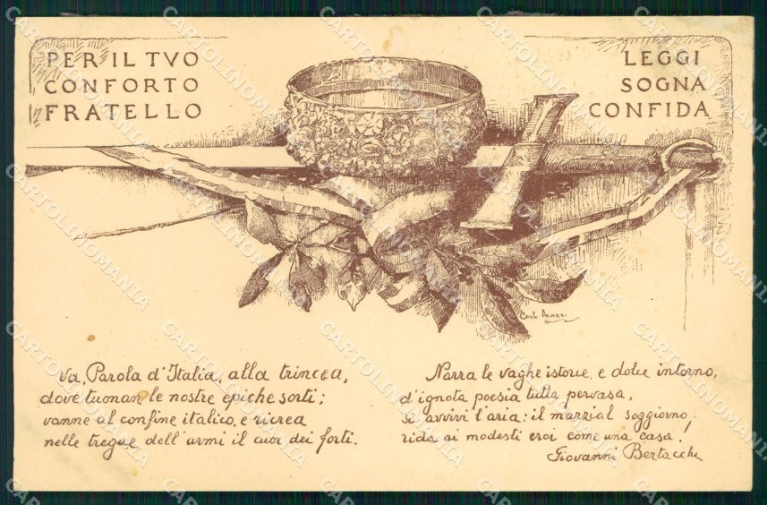 WW1 Propaganda Biblioteche Ospedali Campo Agazzi ABRASA COLLA cartolina XB5800 – fronte