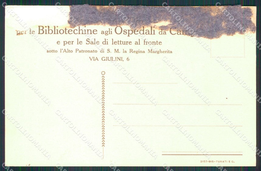 WW1 Propaganda Biblioteche Ospedali Campo Agazzi ABRASA COLLA cartolina XB5800 – retro