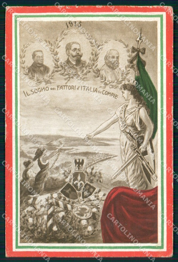 WW1 WWI Propaganda Tricolore Trento Trieste Bertiglia PIEGHINE cartolina XB5803 – fronte