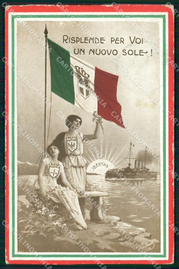 WW1 WWI Propaganda Tricolore Trento Trieste Marina Bertiglia cartolina XB5805 – fronte