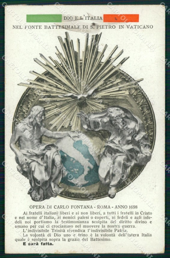 WW1 Propaganda Vaticano Fontana Pro Mutilati Numerata ABRASA cartolina XB5822 – fronte