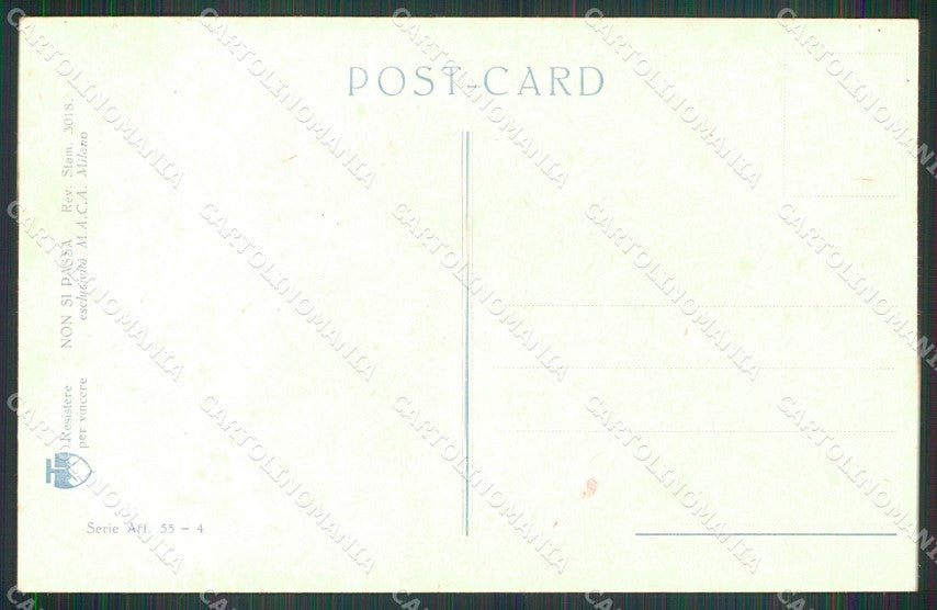 WW1 WWI Propaganda Italiana Fanti Non si Passa Tridentum ABRASA cartolina XB5828 – retro