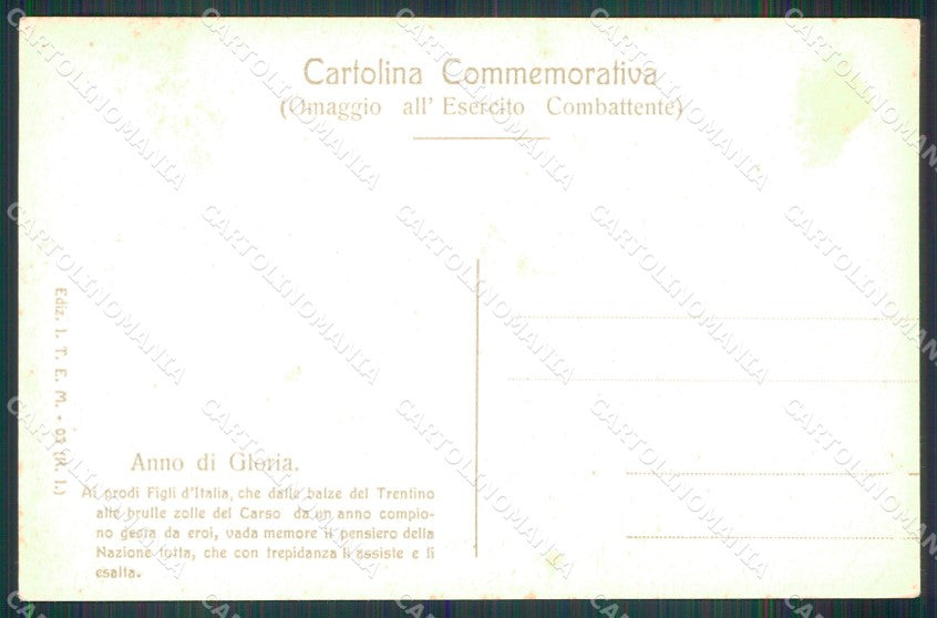WW1 WWI Propaganda Militari Trentino Carso Esercito Combattente cartolina XB5839 – retro