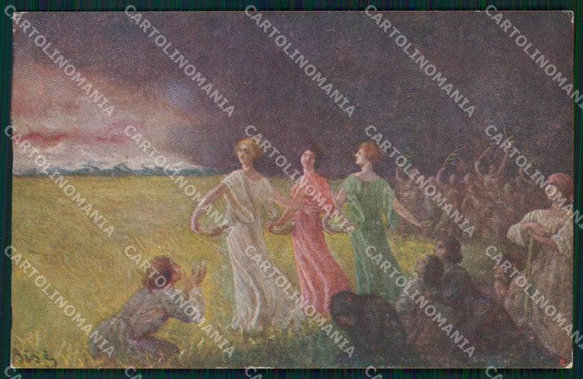 WW1 Propaganda Pro Orfani Soldati Seminatrici Coraggio Milano cartolina XB5842 – fronte