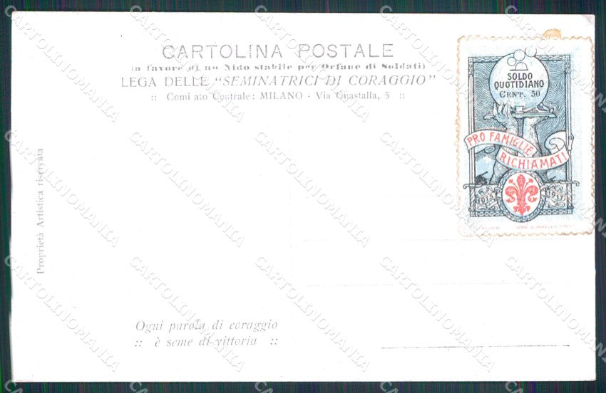 WW1 Propaganda Pro Orfani Soldati Seminatrici Coraggio Milano cartolina XB5842 – retro