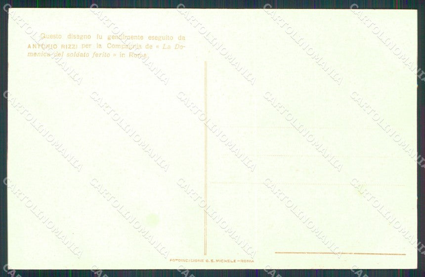 WW1 WWI Propaganda Ai Feriti per la Patria Roma Rizzi cartolina XB5847 – retro
