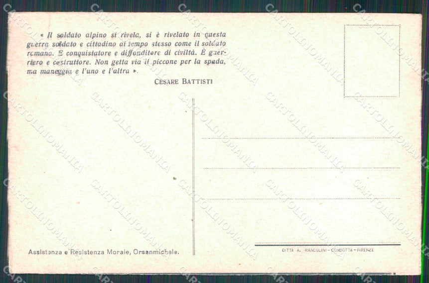 WW1 WWI Propaganda Soldato Alpino Alpini Dante Battisti cartolina XB5877 – retro