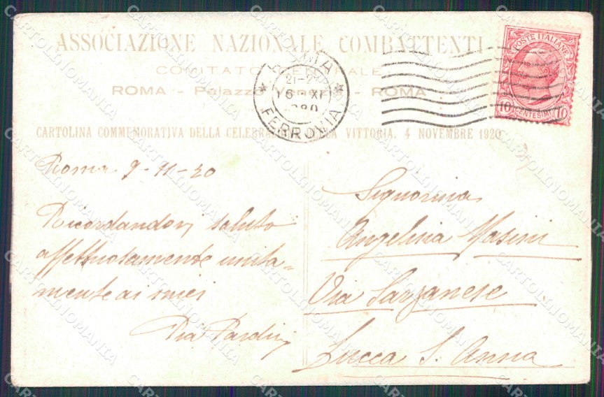 WW1 WWI Propaganda Celebrazione Vittoria Roma PIEGA cartolina XB5878 – retro