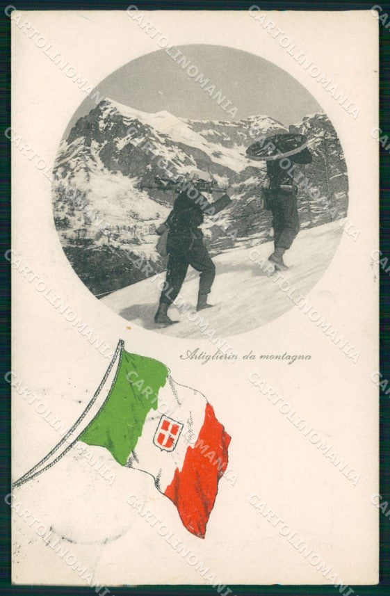 WW1 WWI Propaganda Tricolore Artiglieria da Montagna Alpini cartolina XB5889 – fronte