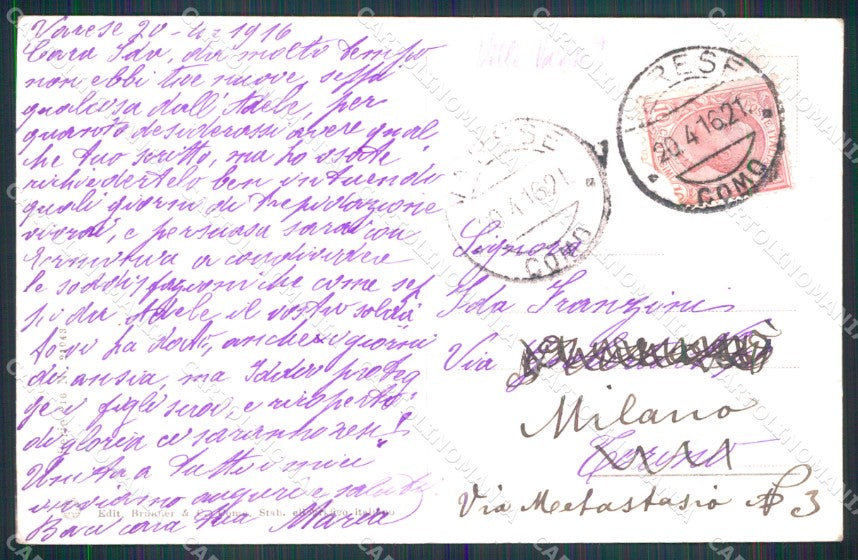 WW1 WWI Propaganda Tricolore Artiglieria da Montagna Alpini cartolina XB5889 – retro