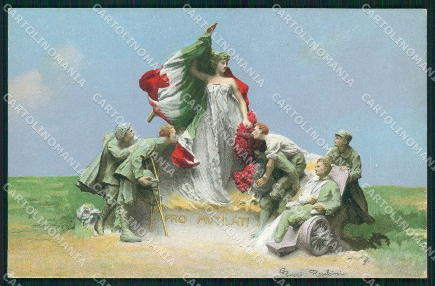 WW1 WWI Propaganda Pro Mutilati Torino Tricolore cartolina XB5898 – fronte