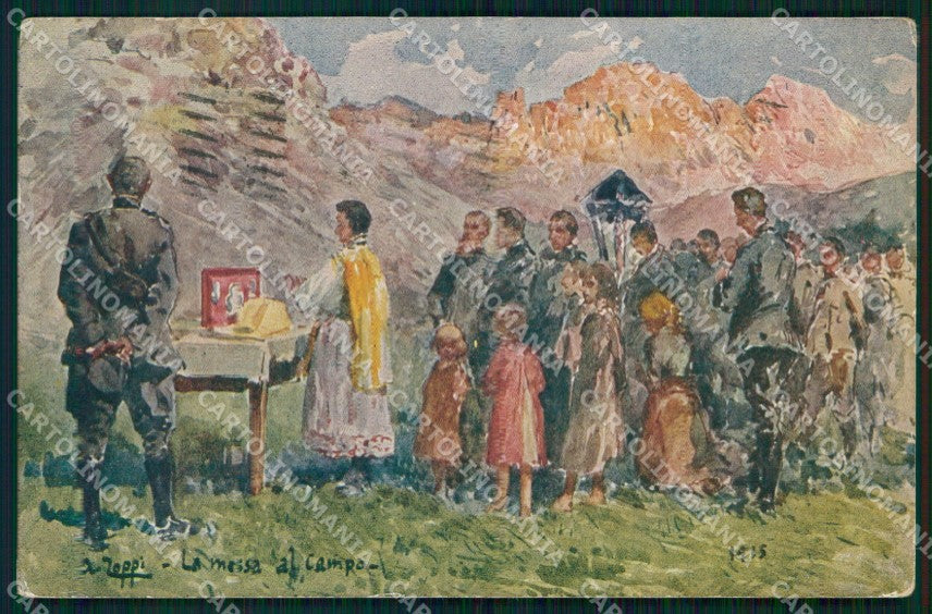 WW1 WWI Propaganda La Messa al Campo Zoppi cartolina XB5904 – fronte
