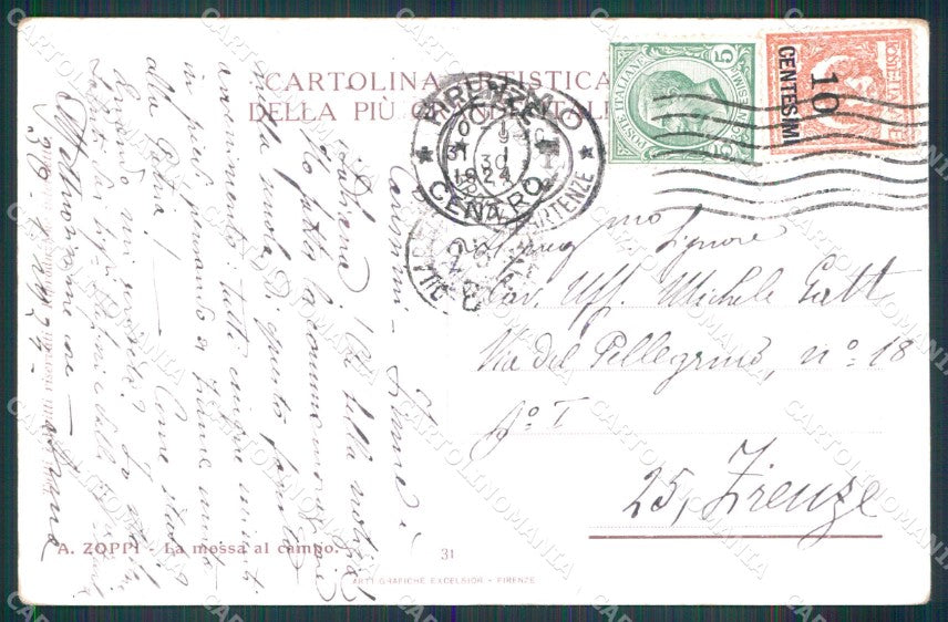 WW1 WWI Propaganda La Messa al Campo Zoppi cartolina XB5904 – retro