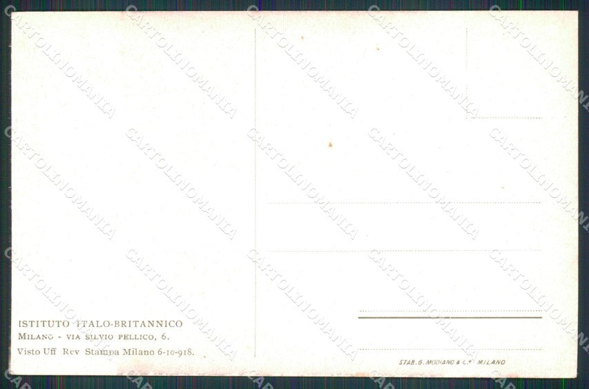 WW1 WWI Propaganda Istituto Italo Britannico British Soldier cartolina XB5908 – retro