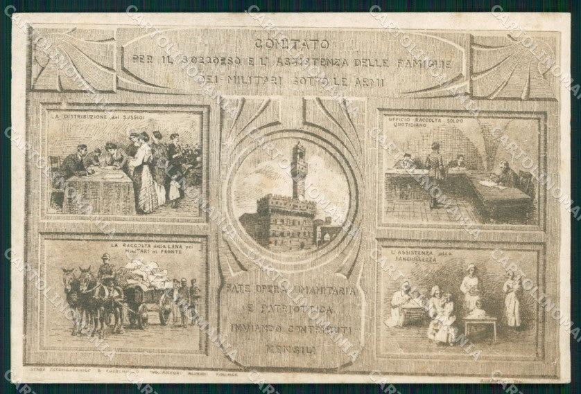 WW1 WWI Propaganda Assistenza Militari Soldo Quotidiano Firenze cartolina XB5930 – fronte
