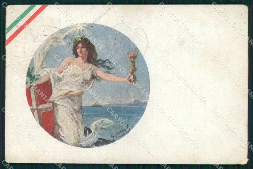 WW1 WWI Propaganda Trieste Marina Cassioli PIEGHE STRAPPINO cartolina XB5932 – fronte