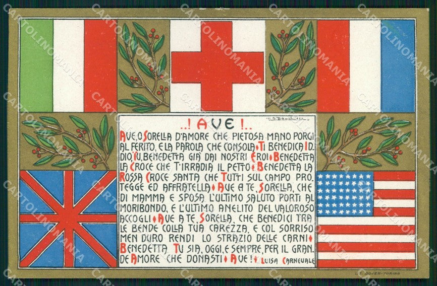 WW1 WWI Propaganda Lega Seminatrici di Coraggio CRI cartolina XB5957 – fronte