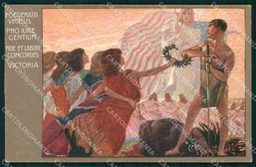 WW1 WWI Propaganda Alleati American Flag Varnesi cartolina XB5958 – fronte