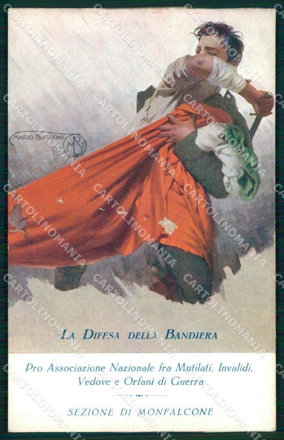 WW1 WWI Propaganda Monfalcone Tricolore Borgoni ABRASA cartolina XB5983 – fronte