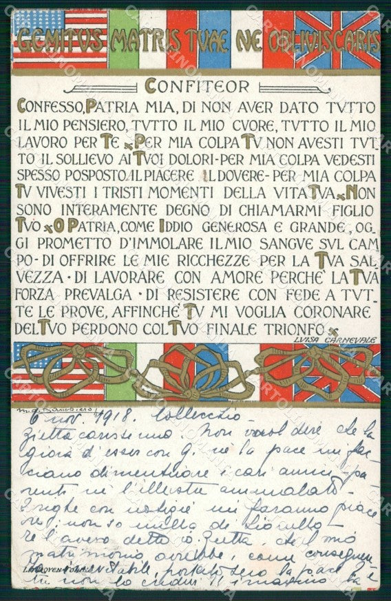 WW1 WWI Propaganda Lega Seminatrici di Coraggio Torino PIEGHINE cartolina XB5994 – fronte